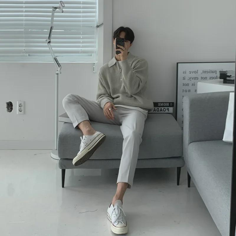 Men's Winter Loose Lapel Polo Sweater Jacket - Trendy Knitted Fashion