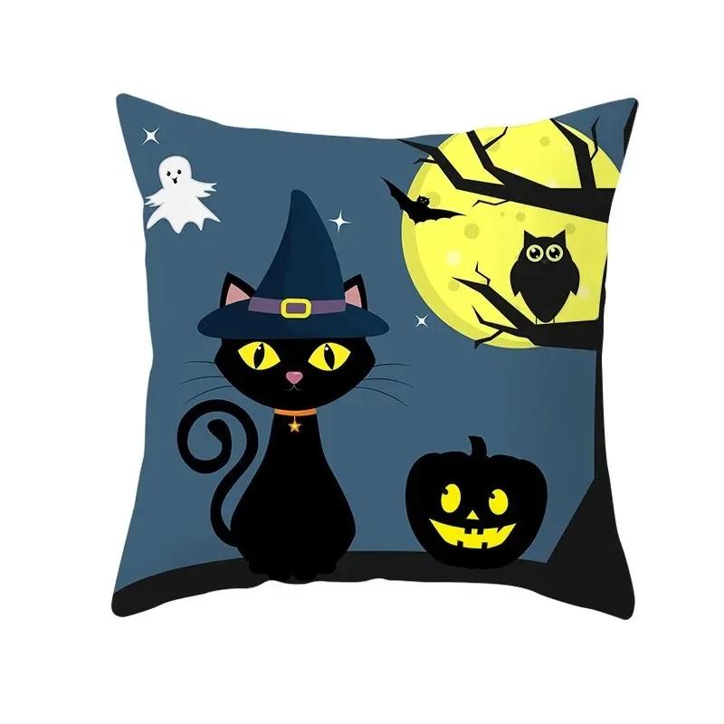 Halloween decorative cushion funny cat pillow sleeve is suitable for home living room sofa waist cushion bedroom decoration