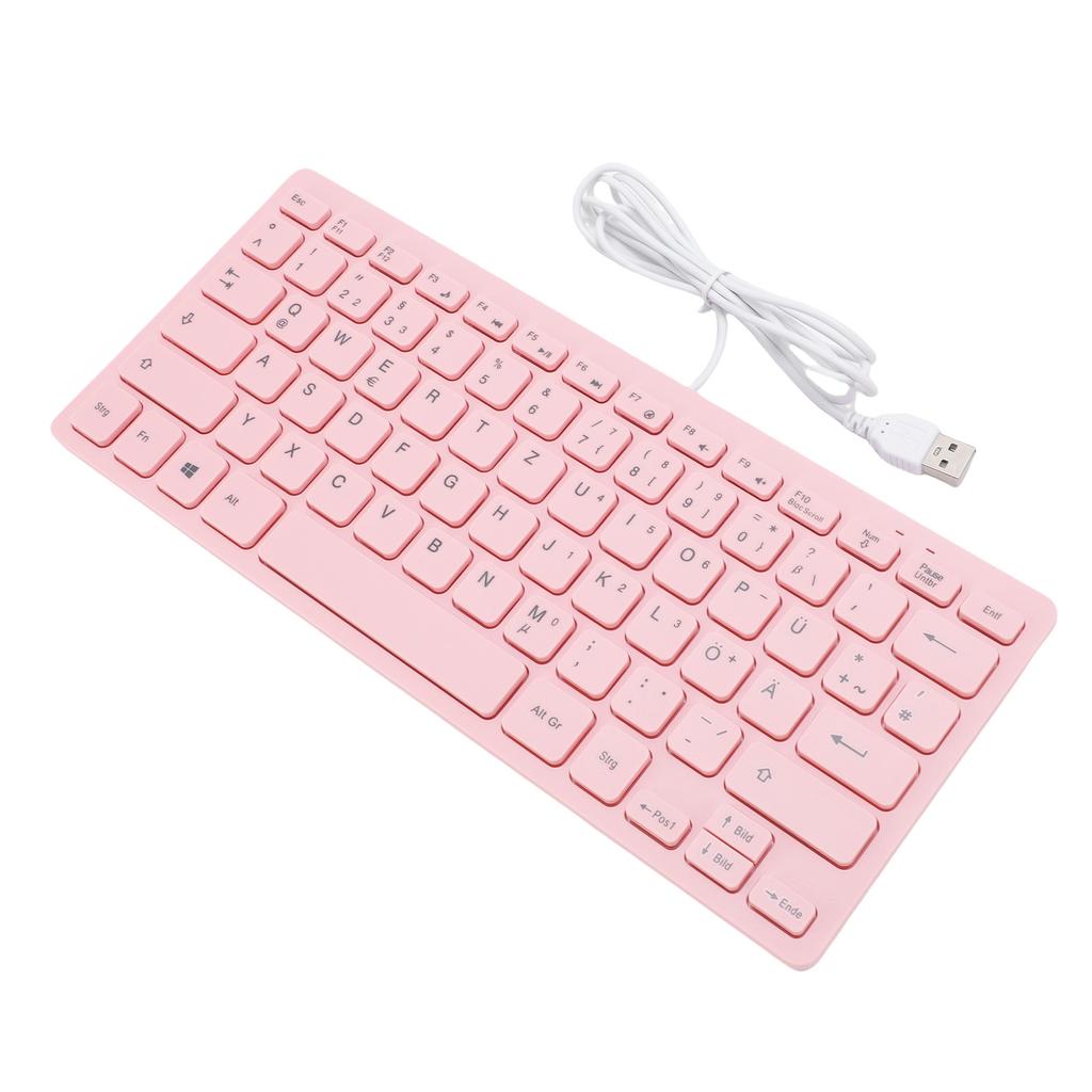 Small Wired Keyboard Roseate Quiet USB 78 Keys Computer Keyboard with Anti Slip Foot Pads for Gaming Working German