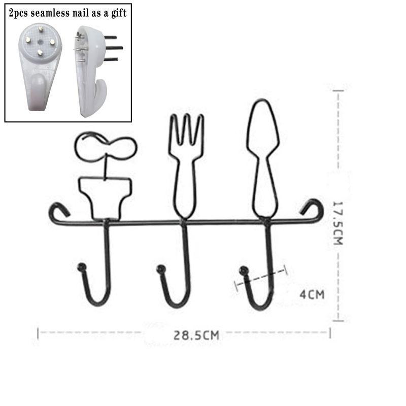 1pc  Iron Kettle Wall Hook Ins Simple Key Rack Nordic Coat Hooks Black Hat Hanger for Home Decorate