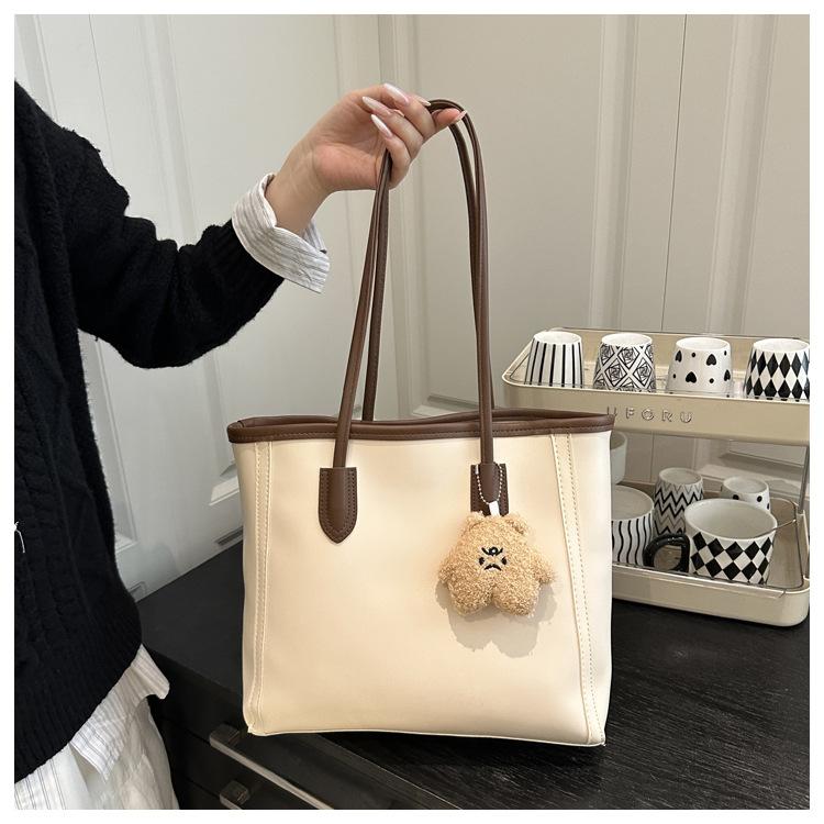 Simple Style Faux Leather Large Capacity Tote Bag for Women Fashionable Work Shoulder Handbag CLE