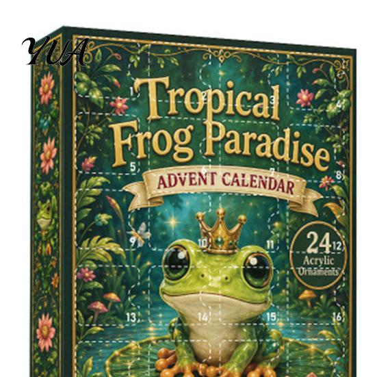 Festive Party Favors Frog Advent Calendar 2026, 24 Days Christmas Countdown with Pcs 2D Themed Ornaments Acrylic Ornaments, Cute Hanging Pendants for