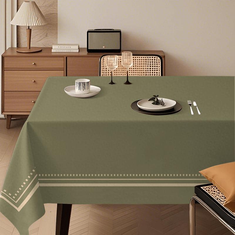 Retro Einfache Bordüre Tischdecke Olivgrün Klassisches Farbschema Elegante Anordnung für Wohnzimmer- und Esszimmerdekoration