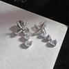 Exquisite Zirconia Heart Bow Tassel Ear Clips: Sparkly, Non-Piercing, Luxurious Earrings for Women