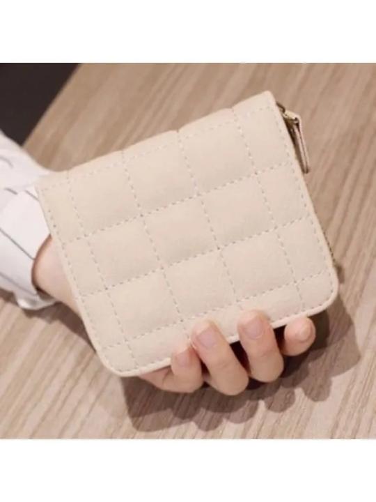 Quilted Small Wallet, Women's Bag, Short And Cute Coin Purse With Zipper.
