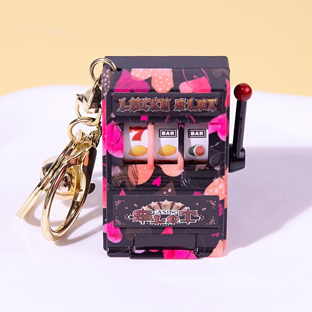 Retro Joystick Fruit Machine Keychain: Playable Spin Wheel Pendant Toy