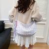 Casual Plaid Shoulder Bags for Women Lightweight Simple Ladies Crossbody Bag Purse Embroidered Deisgn Female Hobos Phe Handbag