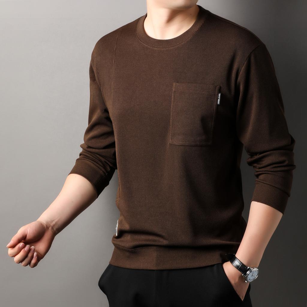 Autumn Men's Long Sleeve T-Shirt Crew Neck Bottom Shirt Men's Casual Versatile Men's Pullover Sweater