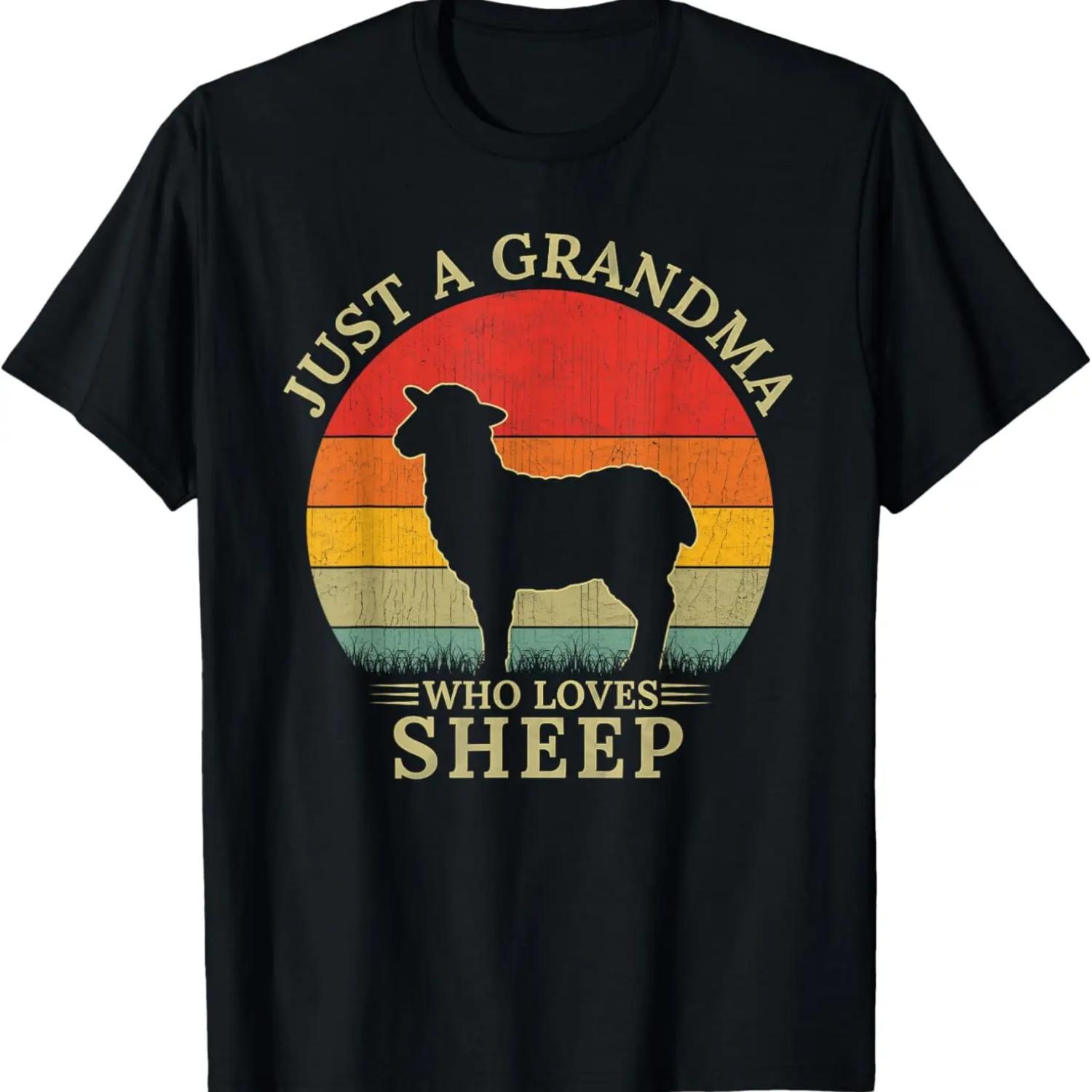 Retro Sheep Design Just A Grandma Who Loves Sheep T-Shirt XXXXXL чёрный