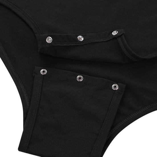 Bodysuit Pajamas Bodybuilding Short Sleeve Solid Color Crew Neck Men One Piece Underwear Romper for Home