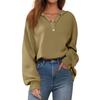 Women's Button Solid Color Pullover Tops Casual Long Sleeve Sweatshirts