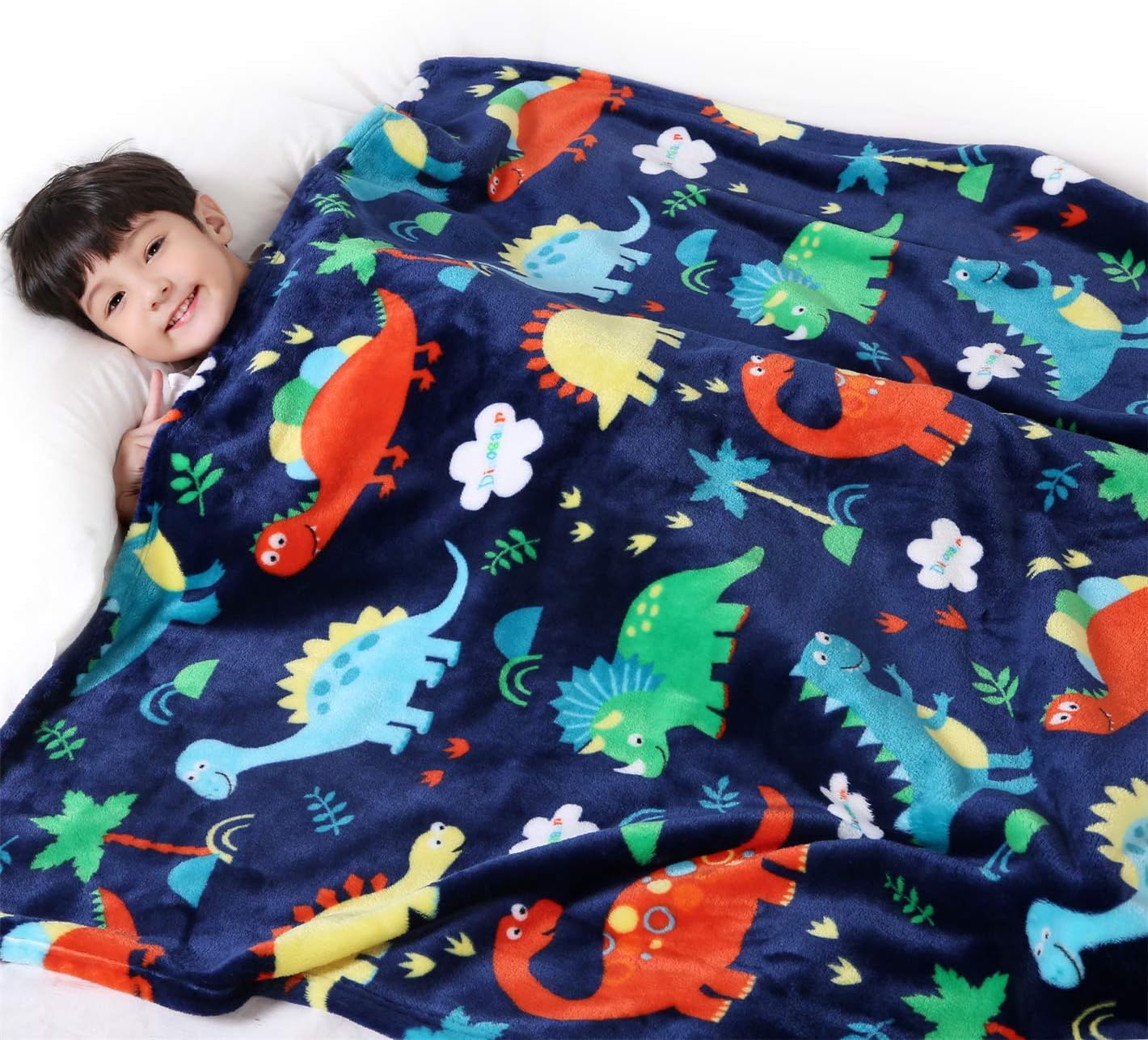 Dinosaur Hot Cartoon Blanket Flannel Bed Sofa Travel Camping Super Soft Cozy Plush Blankets Print Animal Blanket for All Seasons 75X95CM