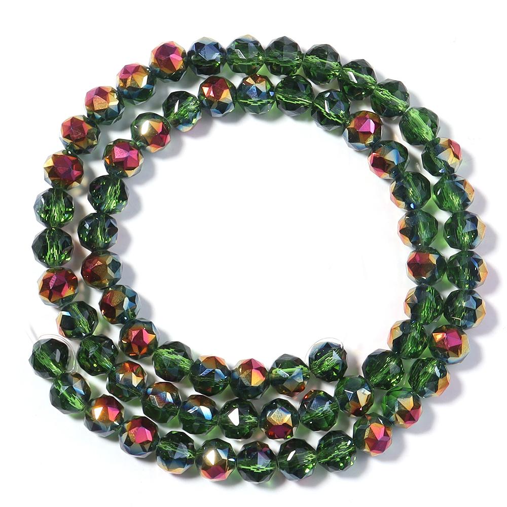 1 Strand 8mm Faceted Crystal Beads Transparent Colored Loose Spacer Round Glass Beads DIY Earrings Bracelet Jewelry Accessories
