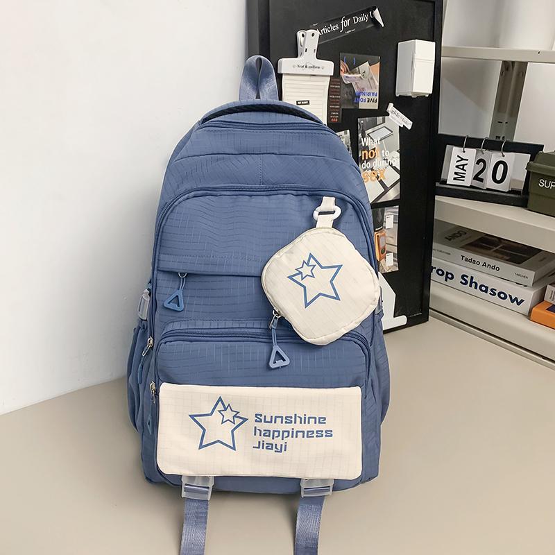 Звездный принт школьный рюкзак женский цветной блок большой емкости рюкзак — фото 13