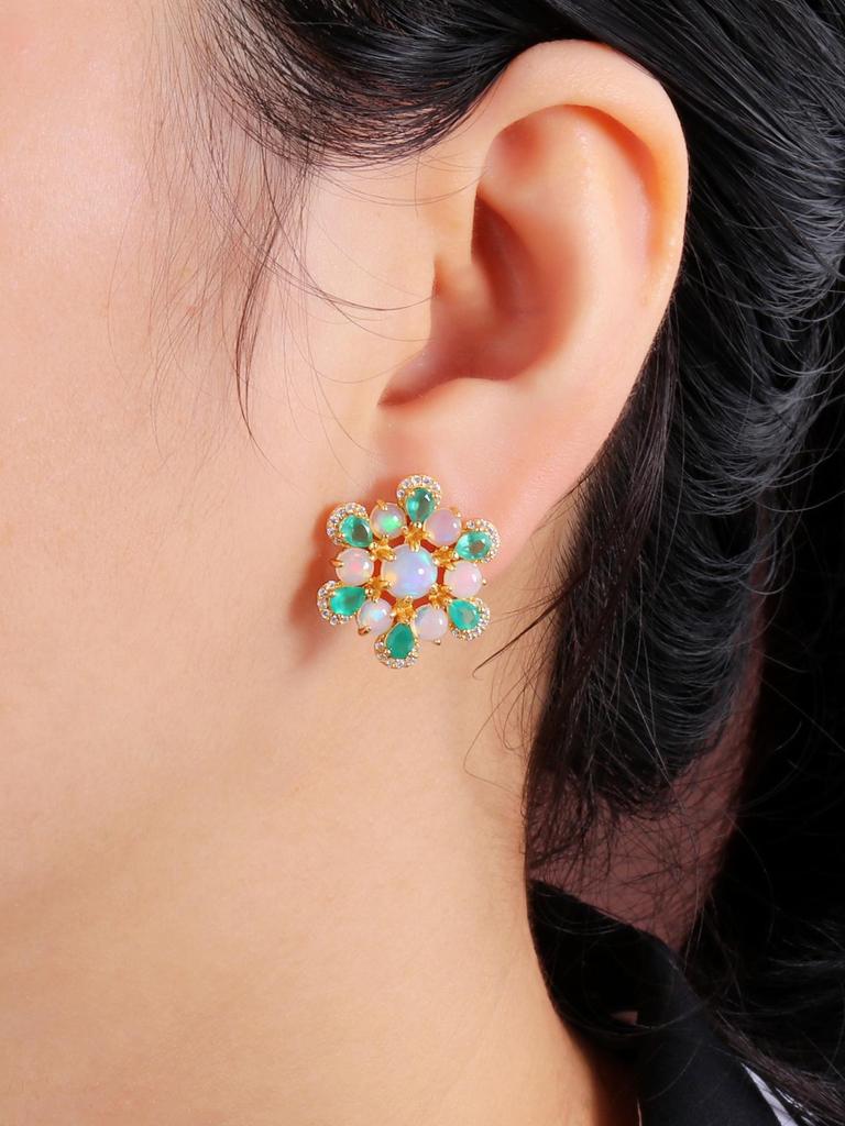 100% naturalne kolczyki z opalem Wspaniały design naturalny zielony agat damski lekka luksusowa biżuteria rocznicowa strój bankietowy