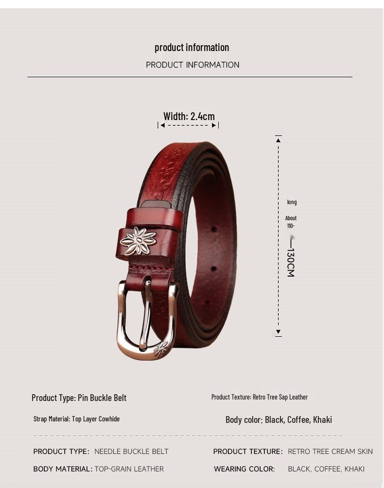 Women's Handmade Retro Leather Pin Buckle Belt - Trendy Cowhide Pant Accessory