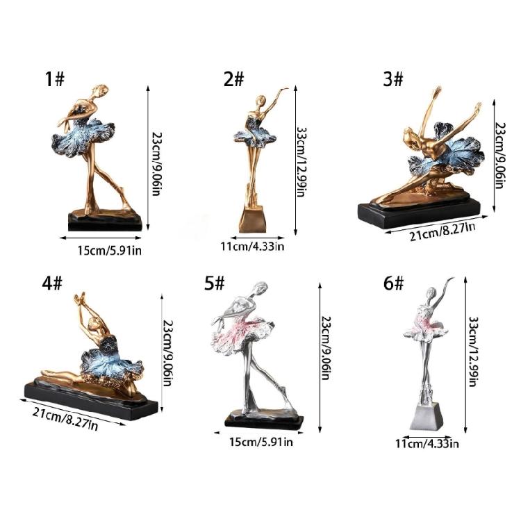 Resin Ballet Dancer Sculpture Girl Figurines Elegant Statues  Decoration for Cabinet Desktop