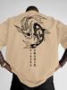Yin Yang Twin Koi Fish Graphic TShirt Japanese Philosophy Quote Minimal Line Art Cotton Unisex Oversized Tee