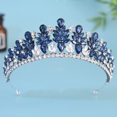New European and American Bridal Headwear Accessories Luxury Brick Crystal Crown Atmospheric Alloy Hair Crown Wedding Bridal Crown