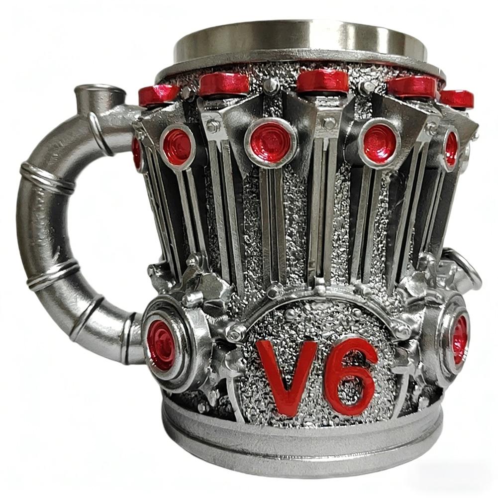 2025 V6 V8 Makeup Creative Resin Stainless Steel Water Cup Personalized Wine Cup Gift Decoration Coffee Mug Cool Idea 301-400ml