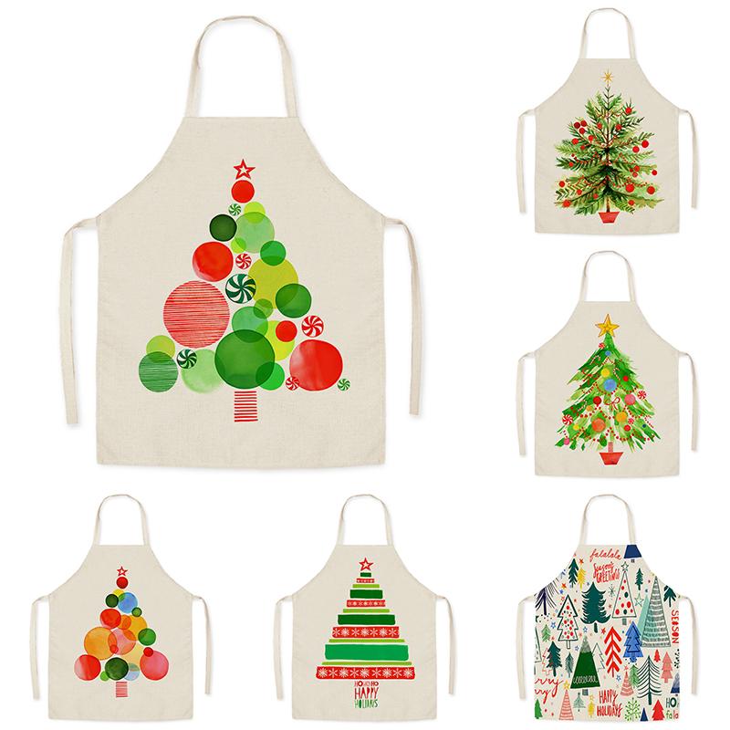 

Рождественский мультфильм Рождественская елка с узором для рук, фартук без рукавов, домашняя кухня, кухонные чистящие средства, пояс, табличка, мандил