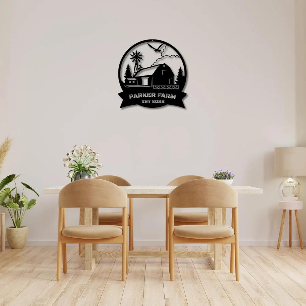 Custom Tractor Windmill Metal Sign Farmhouse Wall Decor Personalized Gift