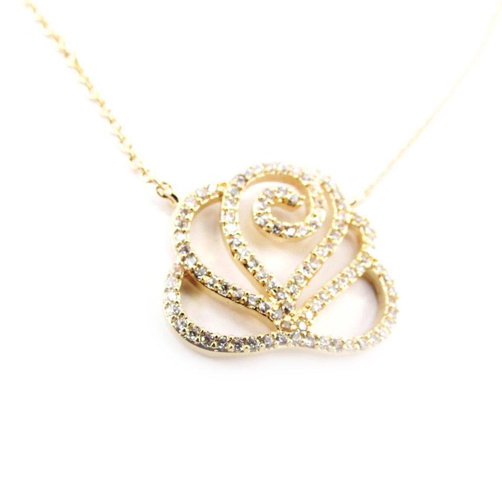 Les Trésors De Lily [J4081] - Collier Plaqué Or 'Rosa Romantica' blanc
