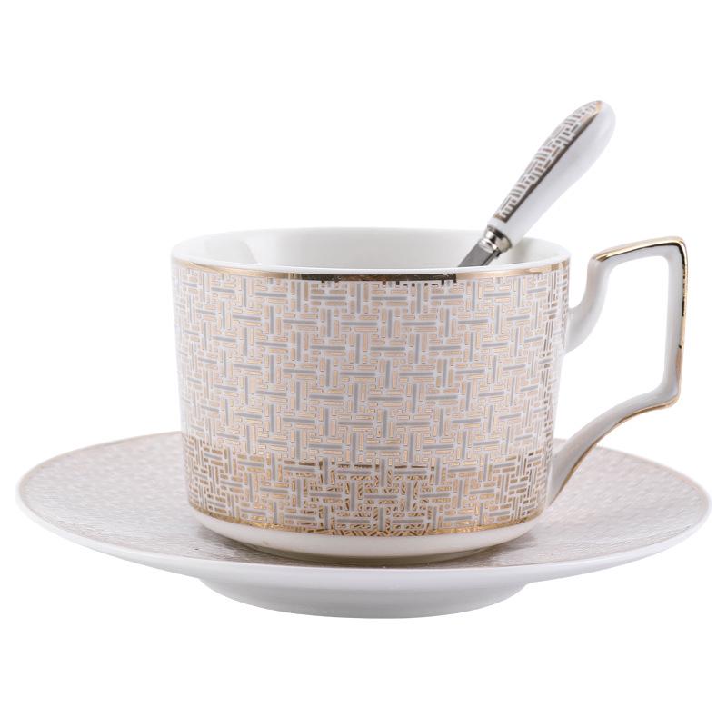European Luxury Bone China Coffee Cup & Saucer Set - Elegant Afternoon Tea Ceramic Cup