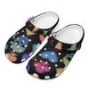 White EVA Clogs with Neon Heart Print, Lightweight Slip On Garden Shoes, Breathable Beach Sandals, Indoor Outdoor Slippers for Men Women