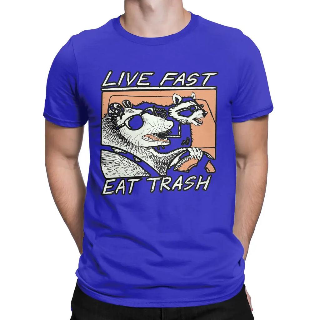 T-shirt Homme Raccoon Graphique Live Fast Eat Trash T-shirt Casual Manches Courtes Col Rond Coton 4XL Vêtements