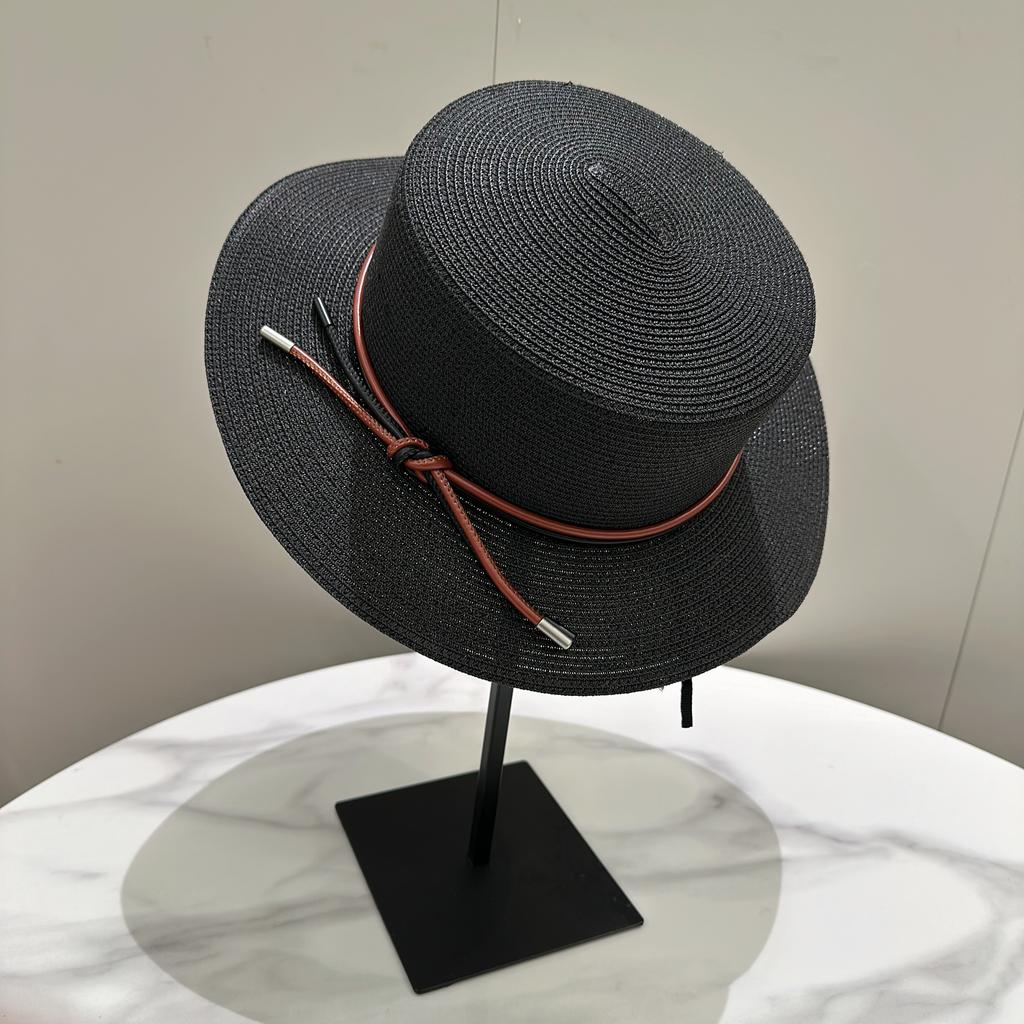 2025 Simple Straw Summer Women Beach Hat Female Casual Panama Hat Lady Brand Women Flat Brim Bowknot Straw Cap Girls Sun Hat