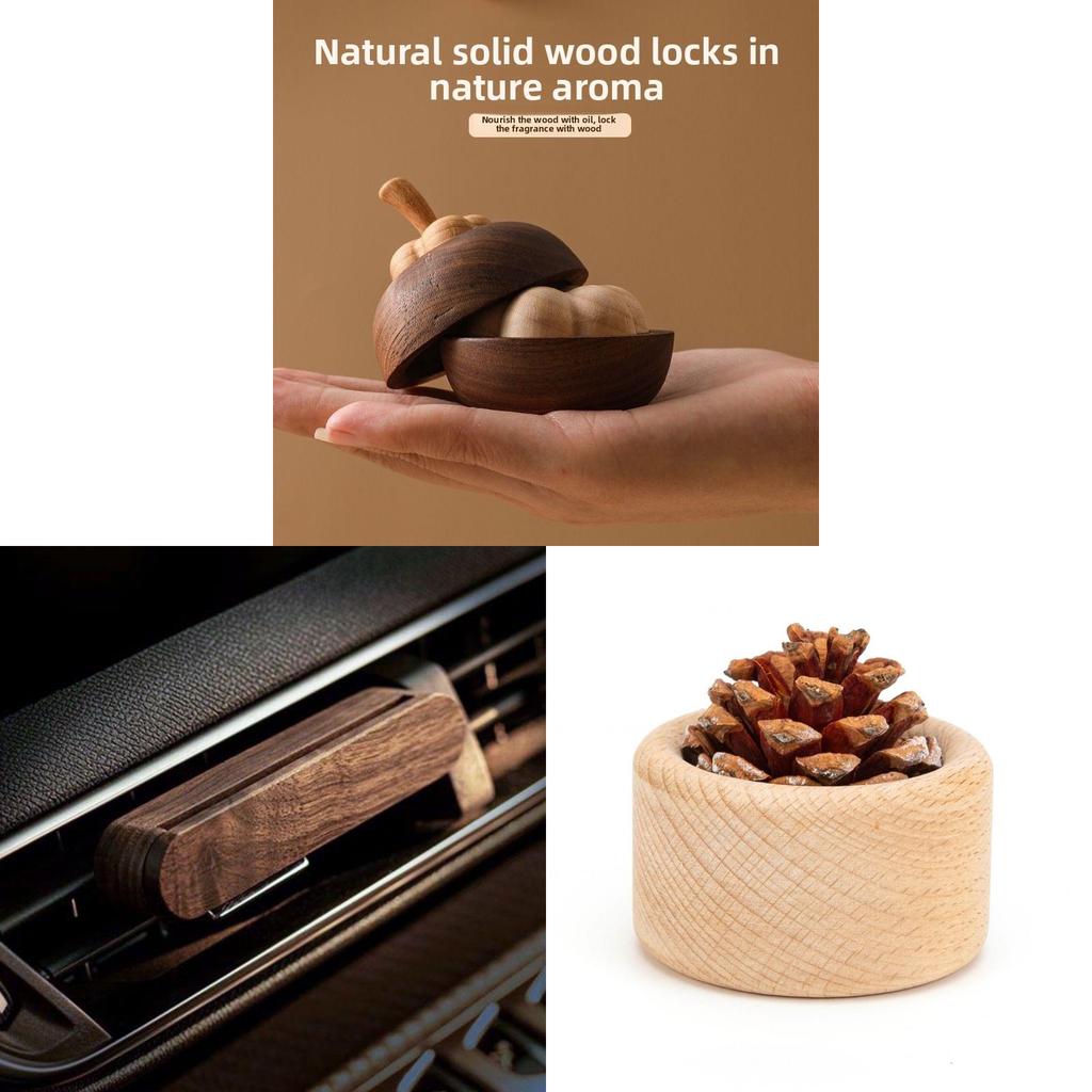 Wooden Apple Aromatherapy Car Diffuser With Incense Holder For Office And Home Decor