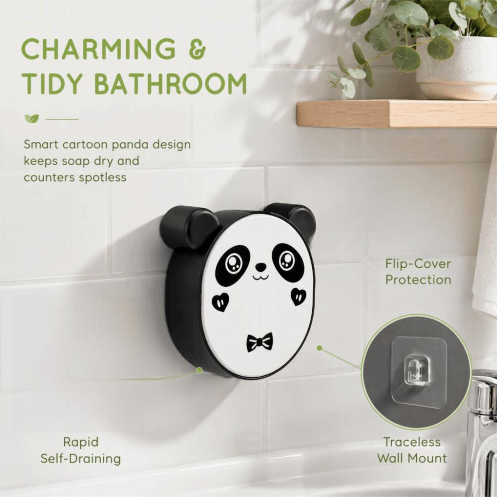Plastic Soap Dish Black White Cartoon Soap Holder Practical Soap Storage Box Kitchen Sink