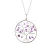Handmade Wrapped Silver Silk Natural Crystal Gravel Wrapped Tree Of Life Fruit Tree Pendant N94