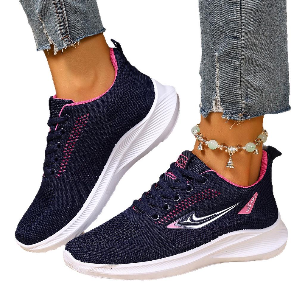 Shoes women's summer new mesh breathable single shoes fashionable lace-up soft sole light outdoor running women