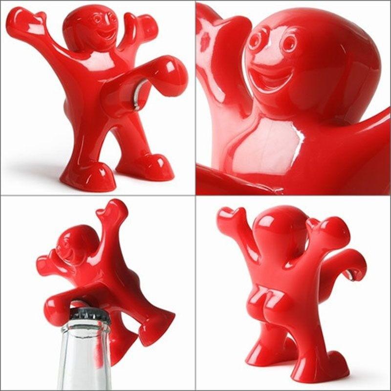 New Reusable Funny Happy Man Red Plastic Wine Cork Bottle Plug Bottle Stoppers Kitchen Bar Tools