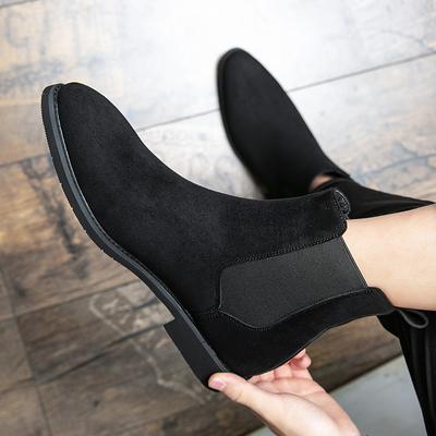 2024 New Mens Slip On Shoes Leather Basic Boots Men Formal Dress Side Zipper Male Motorcycle Boots Non-Slip Men's Stylish Boots