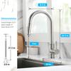Brushed Nickel Kitchen Faucet Single Hole LED Style Pull Out Spout Kitchen Sink Stream Sprayer Head Black Mixer Tap LED 866006