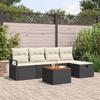 Garden Sofa Set with Cushions 6 pcs Black Poly Rattan