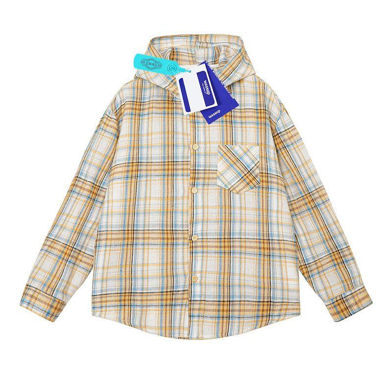 Wassup Long-Sleeved Plaid Shirt for Men, Spring and Autumn 2025 New Style, Cool and High-End Hooded Shirt Jacket for Women