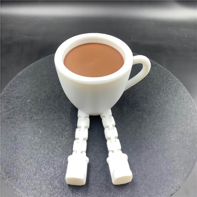 Figurky kávových zrn/šálků s pohyblivými nohami Realistické 3D tiskové Kávové stolní dekorace pro domácí kancelář auto