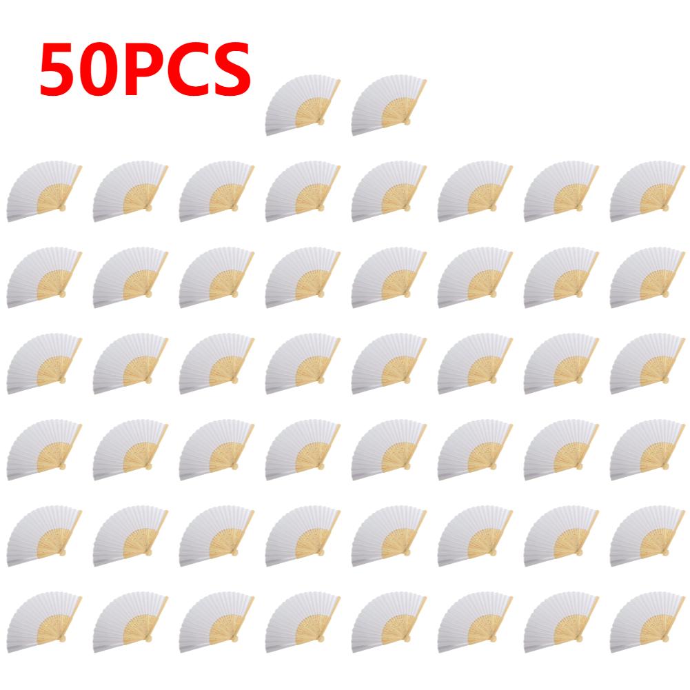 White Purple Foldable Paper Fan Portable Chinese Bamboo Fan Wedding Gifts For Guest Birthday Party Decoration Kids Painting