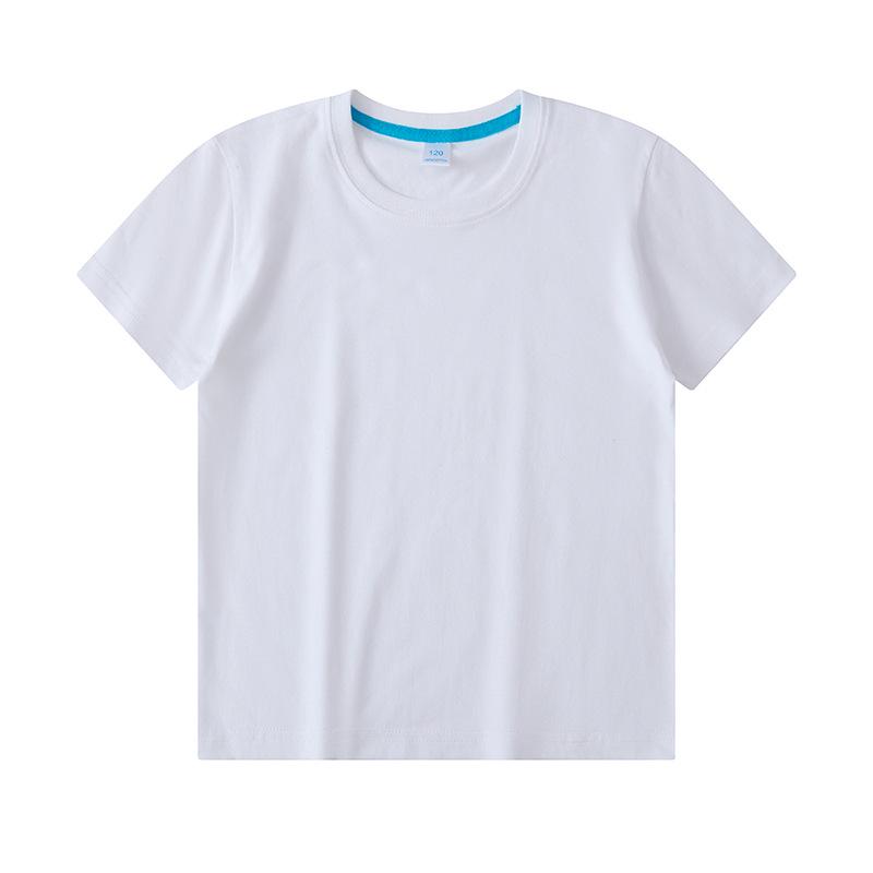 Children's Solid Color Combed Cotton T-Shirts for Activities, Class Uniforms, Group Wear, and Parent-Child Outfits - Short Sleeve
