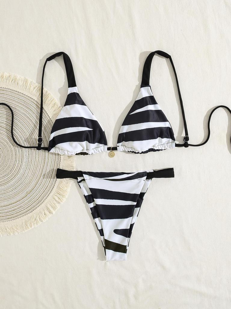 Sexy Zweiteiliger Bikini-Badeanzug mit Dreiecks-Cup-Print, Elegant und Bequem für den Sommerurlaub