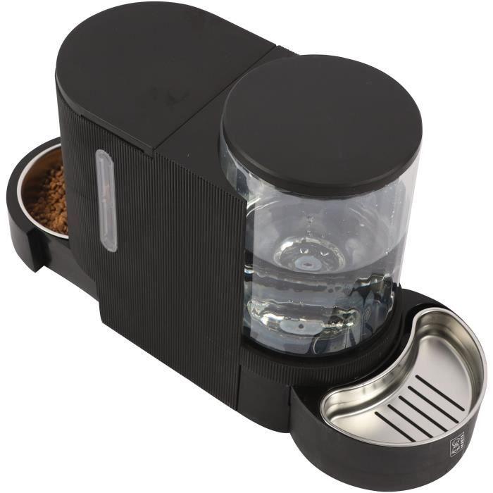 M.PETS DUPLO Kibble and Water Dispenser 1.3kg/3L - 40x16.2x29.1 Cm - Black