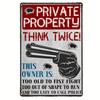 "PRIVATE PROPERTYS THINK TWICE" Vintage Metal Aluminum Sign, Vintage Plaque Decor, Hanging Plaque, Wall/Room/Home/Restaurant/Bar