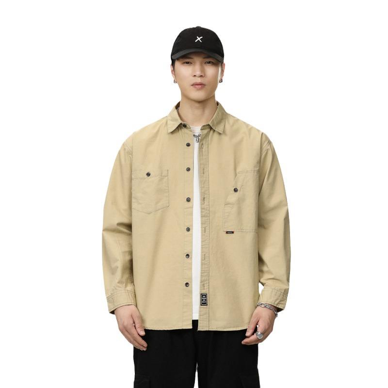 Japanese Retro Cool Long-Sleeve Men's Shirt Jacket - 2024 Trendy Workwear Style