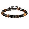 Unisex Adjustable Tigers Eye Obsidians Bracelet Handmade Stretchable Stone Bead Jewelry