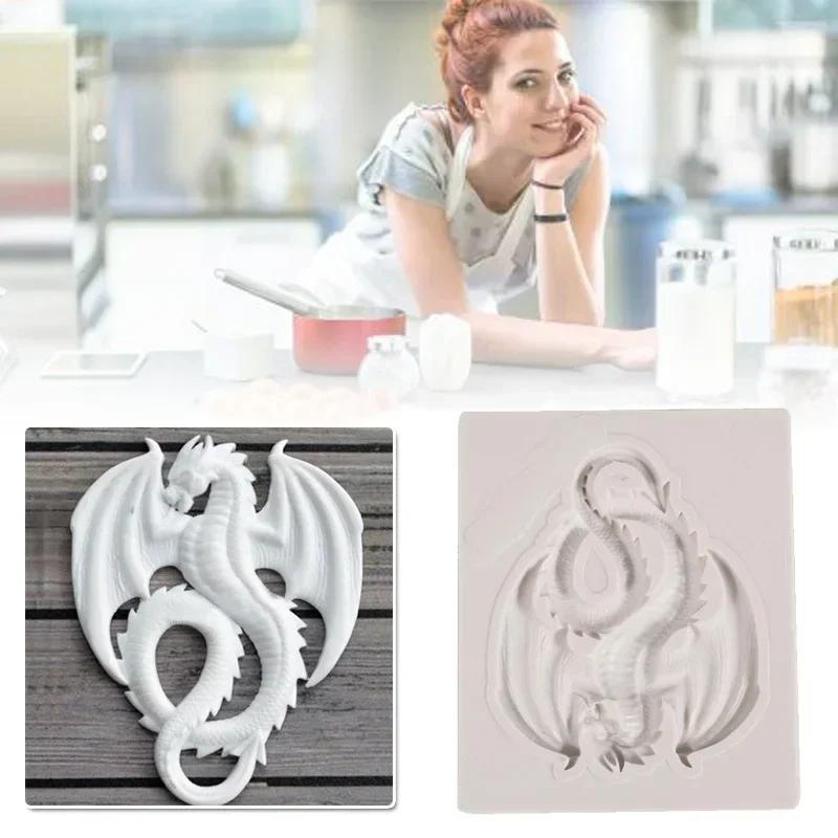 3D Dragon Silicone Resin Mold Pastry Fondant Mold Wedding Cake Decorating Tools Kitchen Baking Accessories Cake Accessories