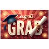 Grad Party Banner Sparkle Accents Party Backdrop Event Decoration Decorative Design Graduation Cap Banner For Indoor Decoration